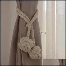 Other Decor Gardenwoven Hanging Curtain Tie Ball Rope Clip Handmade Cotton Tiebacks Double Balls Home Decor 2Pcs Drop Delivery 2021 Igx30