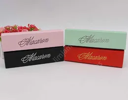 Macaron Cake Boxes Hemgjorda Macaron Chokladlådor Biscuit Muffin Box Retail Paper Förpackning 20.3 * 5.3 * 5.3cm Svart Rosa grön Daj166