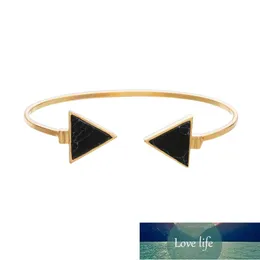 Iparam forma placa de ouro preto branco triângulo geométrico triângulo aberto punk pulseira pulseira pulseira de pedra de mármore de pedra da Índia