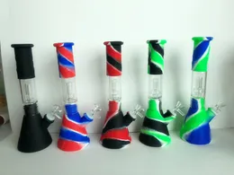Silikon Bongs Perkolatoren Gerade Wasserpfeifen Becher mit Glasfilterschale Quarz Bangers Rauch Handpfeife Dab Rig Shisha DHL