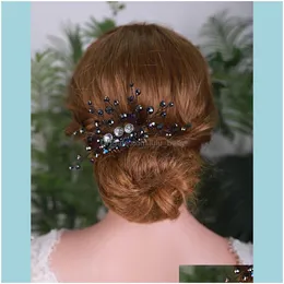 Hair Jewelryhair Clips & Barrettes Balck Crystal Bridal Comb Elegant Women Headpieces Flower Jewelry Party Headdress Wedding Ornaments For D