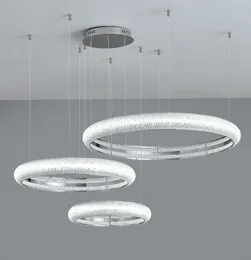 Design modern kristall ljuskrona för vardagsrum kreativ ring hängande belysning fixtur matsal dekor cristal glans lampor