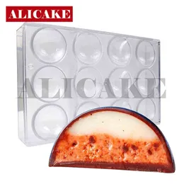 3D Polycarbonat Schokoladenformen Kugelkugel Form Form Kunststoff Schokoladenformtablett transparent für Bäckerei Backen Take Werkzeuge 211110