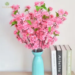 Artificial Flowers Peach Blossom Non-woven Fabrics Flower Branch Bedroom Dining Table Shopping Mall Office Bar Decoration Y0630