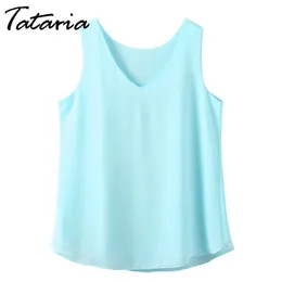 Chiffong Blus Kvinnor Kläder Kvinna Toppar Sommar Kvinna Blusar Ärmlös Skjorta Femme Camiseta Tirantes Mujer halter 210514