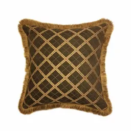 Vintage Geometric Traditional Diamond Brown Chenille Decorati Fringe Sofa Cushion Cover Throw Pillow Case 45x45cm Cushion/Decorative