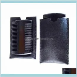 Cura Strumenti per lo styling Prodotti per capelli Spazzole per capelli Vernice spray per legno tutto nero Pettine per albero di pesco con spazzola per barba in pelle PU Consegna a goccia 202