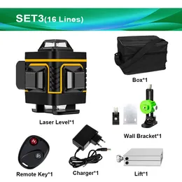 16 Lines 4D Green Laser Level Self-Leveling Wireless Remote 360 Horizontal & Vertical Cross With Battery Wall Bracket