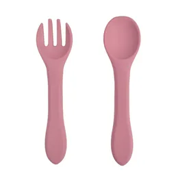 Dziecko Temperatura Sensing Łyżka Silikonowa Karmienie Dzieci Łyżki i Fork Toddler Flatware 2 sztuk / zestaw Zyy862