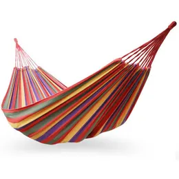 Outdoor Portable Hammock Garden Home Dormitory Lazy Chair Sports Travel Camping Swing Chairs Thick Canvas Stripe Hang Bed Hammocks Double Single People TH0064