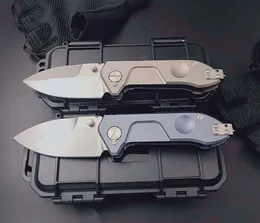 Strong ER Tactical Fold Knife D2 Satin Blade TC4 Titanium Alloy Handle Outdoor EDC Pocket Folding Knives With Plastic Box Package