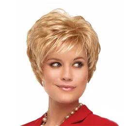 Short Bobo Synthetic Wig Blonde Pelucas Simulation Human Remy Hair Wigs Perruques de cheveux humains WIG-076
