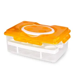 24 شبكة تخزين البيض مربع الغذاء حفريات الحاويات المنظم مريحة طبقة مزدوجة صناديق البلاستيك متعددة الوظائف منتجات المطبخ 211110