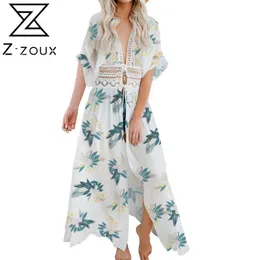 Z-zoux Vestito da donna con scollo a V Scava fuori Vintage Sexy Girls Summer Plus Size Fasciatura Abiti lunghi bohémien per 2021 Casual