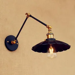 Svart retro loft vintage väggljus svänger lång arm ljus industriell lampa led edison sconce applikation lamparas de pared lampor