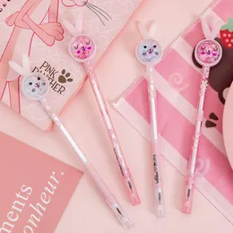 Girl's Heart Sequined Rabbit Gel Pennor Set Creative Sweet Pen School Cartoon Students Gifts Priser Skrivverktyg 0.38mm grossist