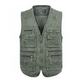 Herrvästar Nice Oversize 7XL Denim Män Bomull Multi Pocket Jean Jacket Gilet Male Märke Militär Waistcoat Masculina Jaquetas