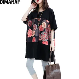 Dimanaf Women T-shirt algodão Plus Size Summer Batwing Manga Feminina Moda Polka Dot Basic Tops Casuais Oversized Solto 210623
