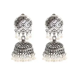 Vintage Hängande Örhängen Guldfärg Alloy Bell Drop Pearl Örhängen Kvinna Smycken Tillbehör 2021 Indisk Stil Pendientes Present