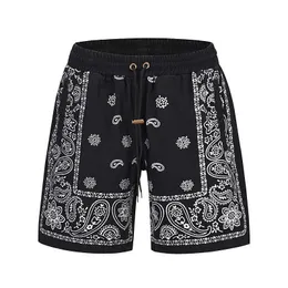 Men's Shorts Slatt sling elastic waist flap fart pocket washing effect cashew flower pattern American shorts