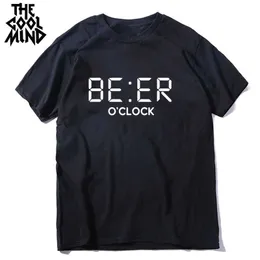 Coolmind 100% хлопок смешные пива OCLOCK PRINT MEN T футболка классная летняя футболка мужская футболка на шеи футболки S-образным вырезом 210629
