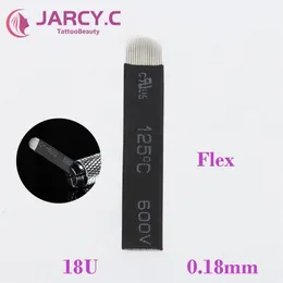 100pcs 블랙 라미 나 마이크로 블레이딩 바늘 0.18mm U 모양 18 핀 블레이드 12 14 14 21 영구 메이크업 펜에 대 한 핀 문신 바늘 210323