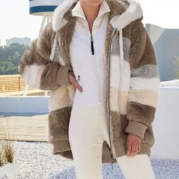 コートパーカー2021新しいゆるいぬいぐるみステッチフード付きカーディガンの女性の服の暖かさ