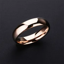 Högkvalitativa 1pcs Rose Gold Tone Tungsten Vigselringar 2/3/4/6 / 8mm Bredd Dome Band för man och kvinna 211217