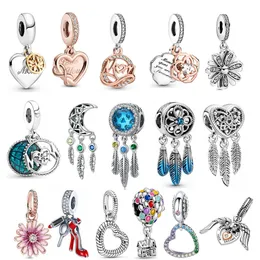 100% autentico argento sterling 925 Pandents Fit Pandora collana braccialetto per le donne che fanno gioielli fai da te regalo cuori zircone cubico amante charms perline