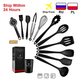 10/11Pcs Silicone Kitchenware Non-Stick Cookware Cooking Tool Spoon Spatula Ladle Egg Beaters Shovel Soup Kitchen Utensils Set 210326