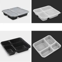 New4-fack Ta ut Containrar Grade PP Food Packing Boxes Högkvalitativ Engång Bento Box för Hotel Sea Way LLD11629