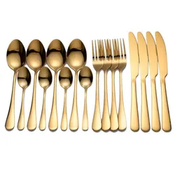 SPKLIFEY Gold Tableware Stainless Steel Cutlery Forks Knives Spoons Golden Set Kitchen Dinner Fork Spoon Knife 210928
