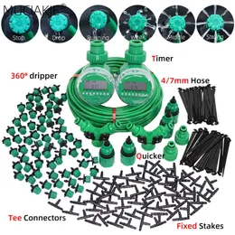 Muciakie Automatic Green Watering System med Timer Garden Micro Irrigation Kit 1/4 '' Tubing Balkong Yard Drip Device Justerbar 210610