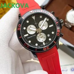 Factory Mens Top relojes 42 mm Reloj de goma roja Zafiro Deportes impermeables Relojes de pulsera de moda completamente funcionales Regalo