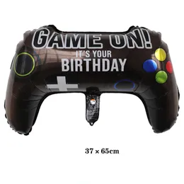 Black Gamepad Boy Inflate Toy GAME ON Foil Balloon Happy Birthday Decoration Game Match Props Gaming Tool Air Ball