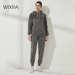 WIXRA Zimowe kobiety oversize Sweatshirts High-end 100% Bawełna Heavy Basic Unisex Dress dla mężczyzn Ciepły zestaw polarowy 210805