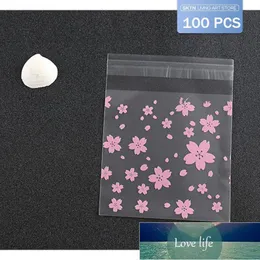 SKTN 100Pcs Plastic Bags Transparent Cellophane Pink Flower Candy Cookie&Candy Bag Self-Adhesive For Wedding Birthday Party Gift Factory price expert design