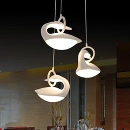 3 Head Swan Pendant Lamps 라이트 디밍 아크릴 램프 갓 호텔 다이닝 룸 거실 장식 LED 샹들리에