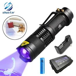 UV-Taschenlampe, ultraviolettes Licht mit Zoom-Funktion, Mini-UV-Schwarzlicht-Detektor für Haustierurinflecken, Skorpion. Verwenden Sie AA/14500-Batterie