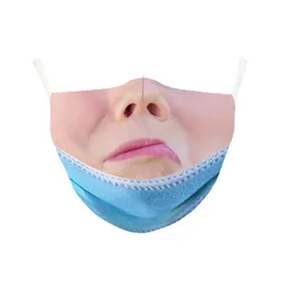 Neue simulierte menschliche Gesicht 3D-Stereo-Masken, kreative lustige Ausdrucksmasken, wiederverwendbare waschbare Maske