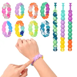 Fidget Toys Sensory Colorful Silicone Bracelet Push Bubble Anti Stress Cute Animals Aldult And Kids Decompression Toy Surprise Wholesale In Stock