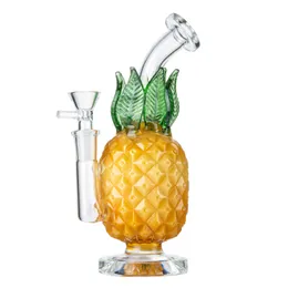 Pineapple Yellow Bongs Haisahs Prysznic Perc Glass Glass Unikalny Bong Hookh Recykler Rury Wodne Bubbler Palenie Rury DAB Środki olejowe 5mm Gruby Wosk z miską