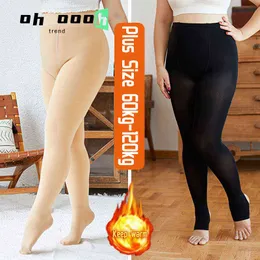 Höst Vinter Kvinnor Stor Storlek Hög Flexibilitet Leggings Stepping Strumpor Varmbyxor Strumpor Bare Ben Artifact 100g 1 Par Y1130