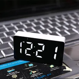 Inne zegary Akcesoria LED Mirror Desk Clock Alarm Home Meble Electronic Watch Digital Table Decoration and