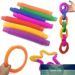 5PCs Färgglada Plast Pop Tube Spole Barnens kreativa cirkelleksaker Early Development Educational Folding Toy Färg Slumpmässig Fabrikspris Expert Design Kvalitet