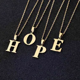 Stainless Steel Necklaces Initial Letter A-Z Pendant Necklace for Women Couple Gold Chain Necklace collier mujer Jewelry G1206
