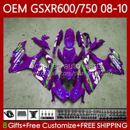 Moldagem de injeção OEM para Suzuki GSXR-750 GSXR600 GSXR 600 750 cc K8 08 09 10 88No.171 GSX-R750 GSXR-600 Novo roxo GSXR750 GSX-R600 600cc 750cc 2009 2009 2010 Kit de justo