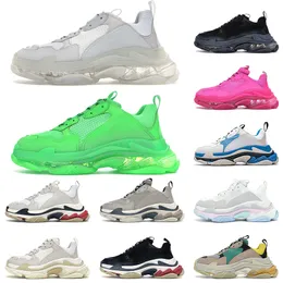 Top Fashion Clear Sole Triple S 17FW Platform Flat Casual Shoes Mens Womens Beige Rainbow Crystal Bottom Vintage Old Outdoor Sneakers Trainers
