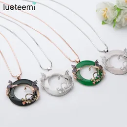 LUOTEEMI Big Round Circle for Women Bird of Wonder Phoenix Gorgeous Long Chain Necklace Arrival