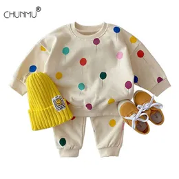 Bebê roupas de algodão conjuntos de crianças meninos meninas outono casual tracksuit solto amor balão tops tops 2 pcs / sets roupas x0902